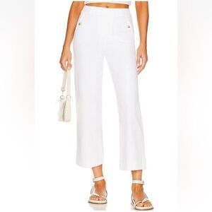 Spanx Twill Cropped Pant Women Sz XL White High Rise Shaping Wide Leg Crop
